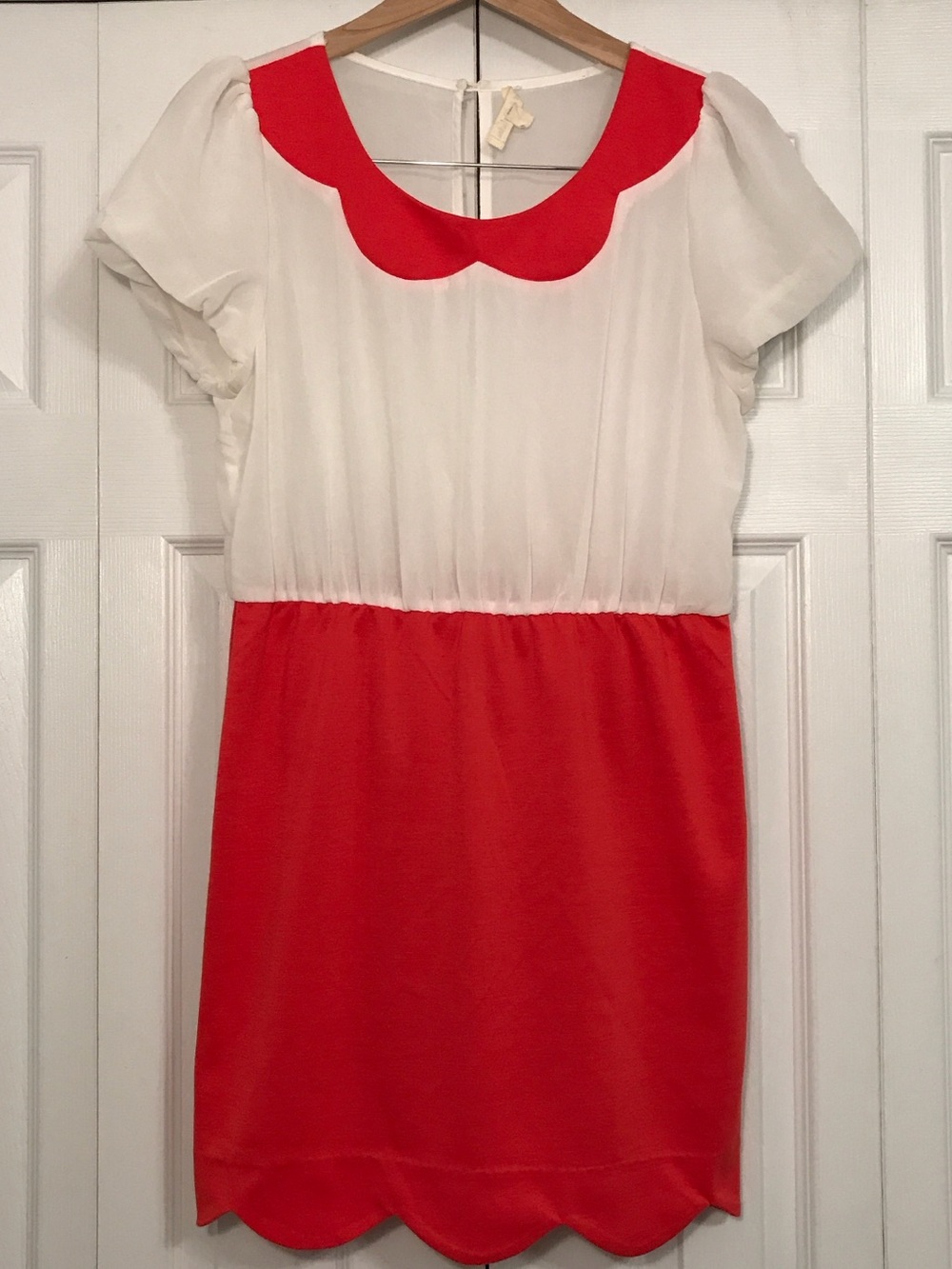 ModCloth Vintage Inspired Red & White Scallop Dress